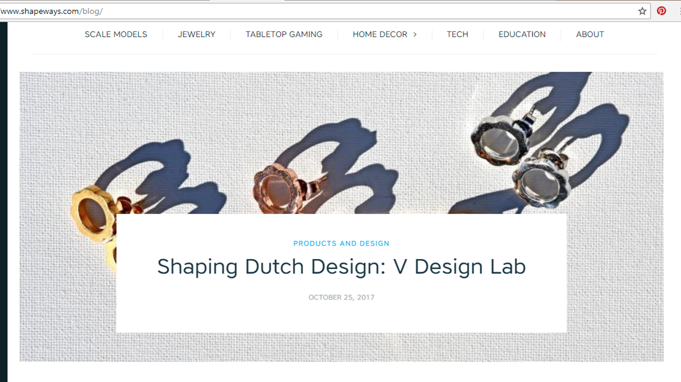"V DESIGN LAB - Shaping Dutch Design", Shapeways says
