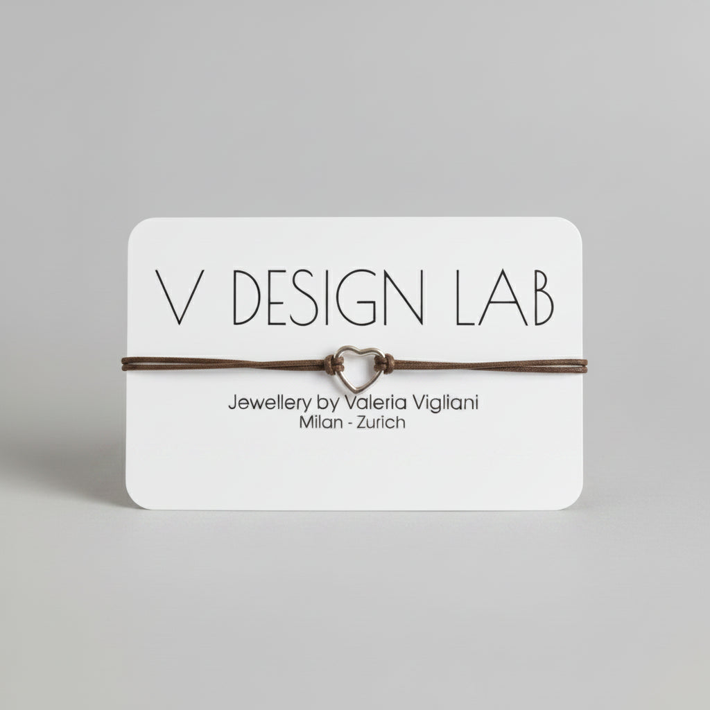 Bracelet with heart-shaped on a V Design Lab card 