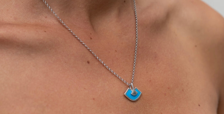 ABANICOS Silver Necklace with Enamel