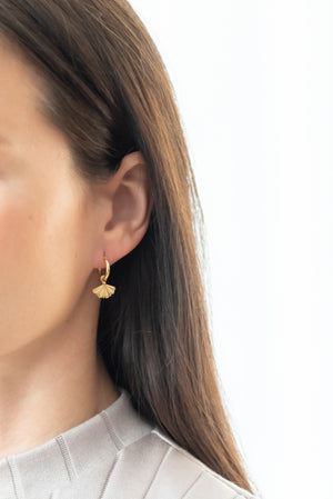 SANTIAGO Mini Hoops with Shell Pendants